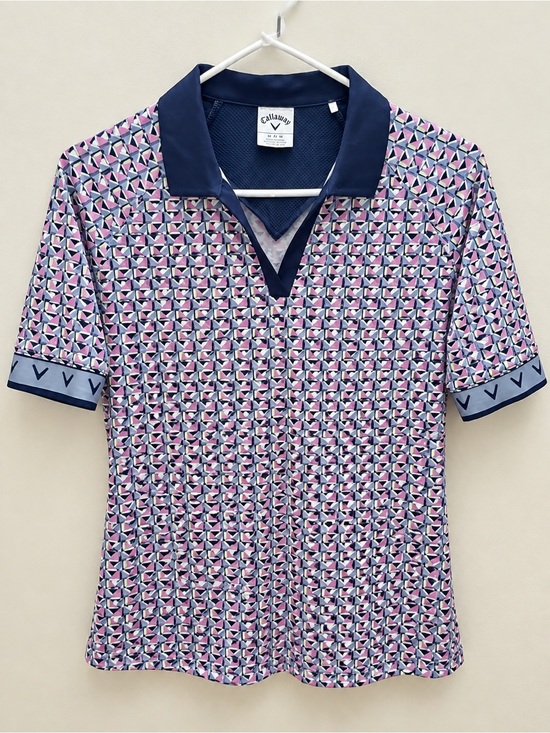 Callaway Dresses & Skirts - Callaway Pink & Navy Geometric-Print Golf Polo